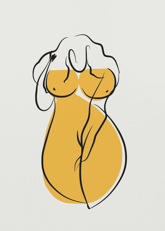 Female Form In Vibrant Yellow | Poster