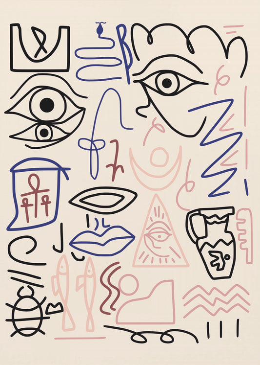 Line Art Höhlenzeichnung | Leinwand