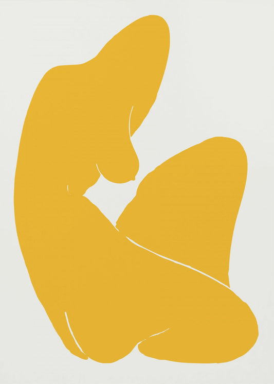 Gelbe Silhouette einer weiblichen Figur | Poster