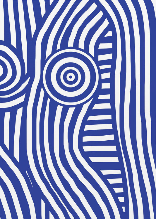 Vorderseite blau-weiß gestreift Nude | Leinwand
