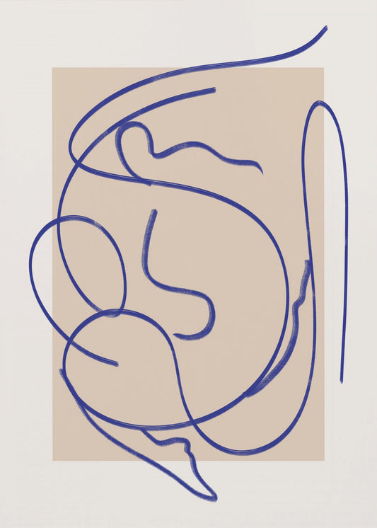 Abstrakte blaue Linienkunst 3 | Leinwand