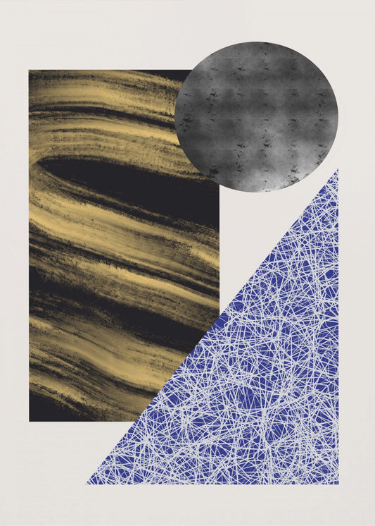 Geometrische Formen mit einer schwarz-goldenen Struktur | Leinwand
