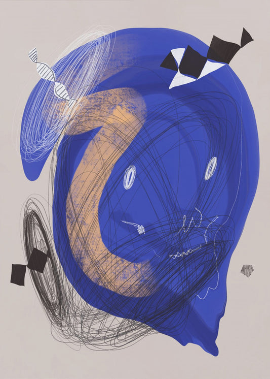 Chaotischer blauer Wirbel | Leinwand