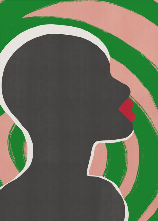 Anonymes Porträt in grüner Spirale | Poster