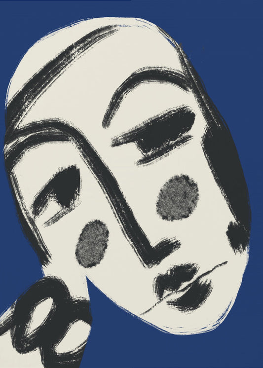 Ruhendes Portrait in Blau | Leinwand