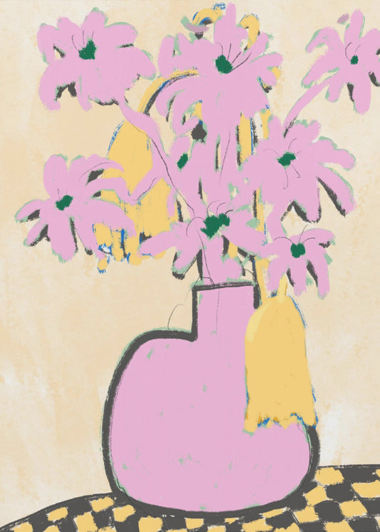 Rosa Blumen in einer Vase | Leinwand