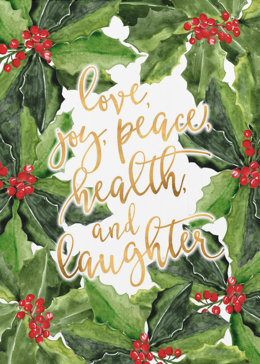 Holly floral art with holiday wishes | Canvas