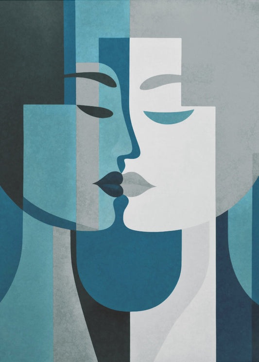 Kiss Me Teal Grey | Leinwand