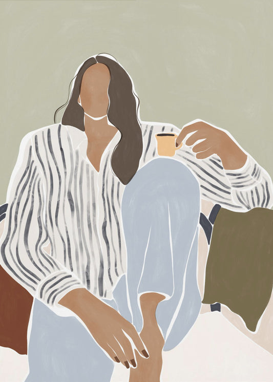 Frau genießt eine Tasse Espresso | Poster