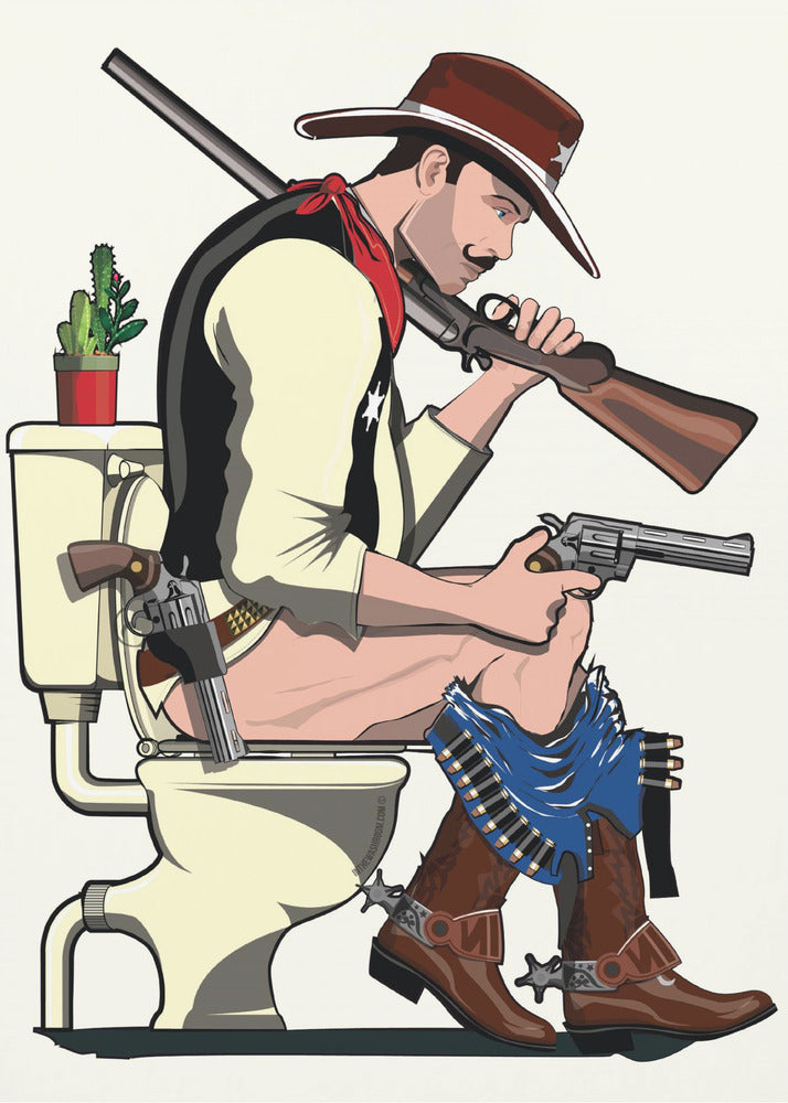 Cowboy On the Toilet | Canvas