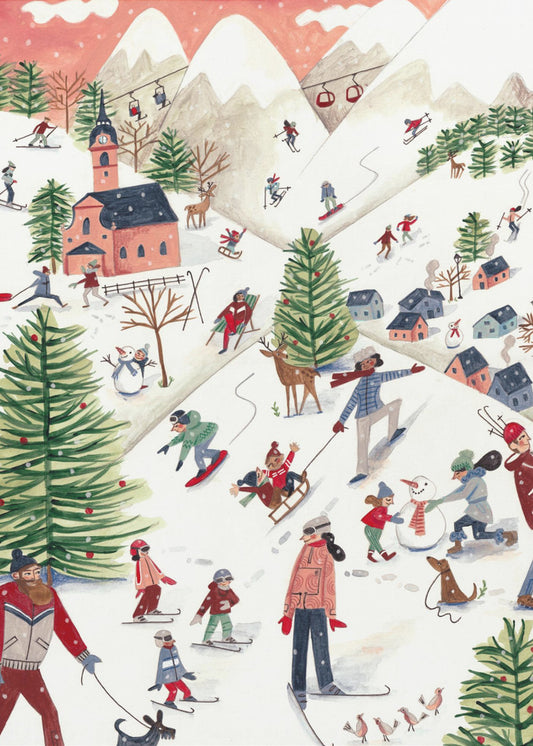 Berglandschaft mit Häusern im Schnee | Poster