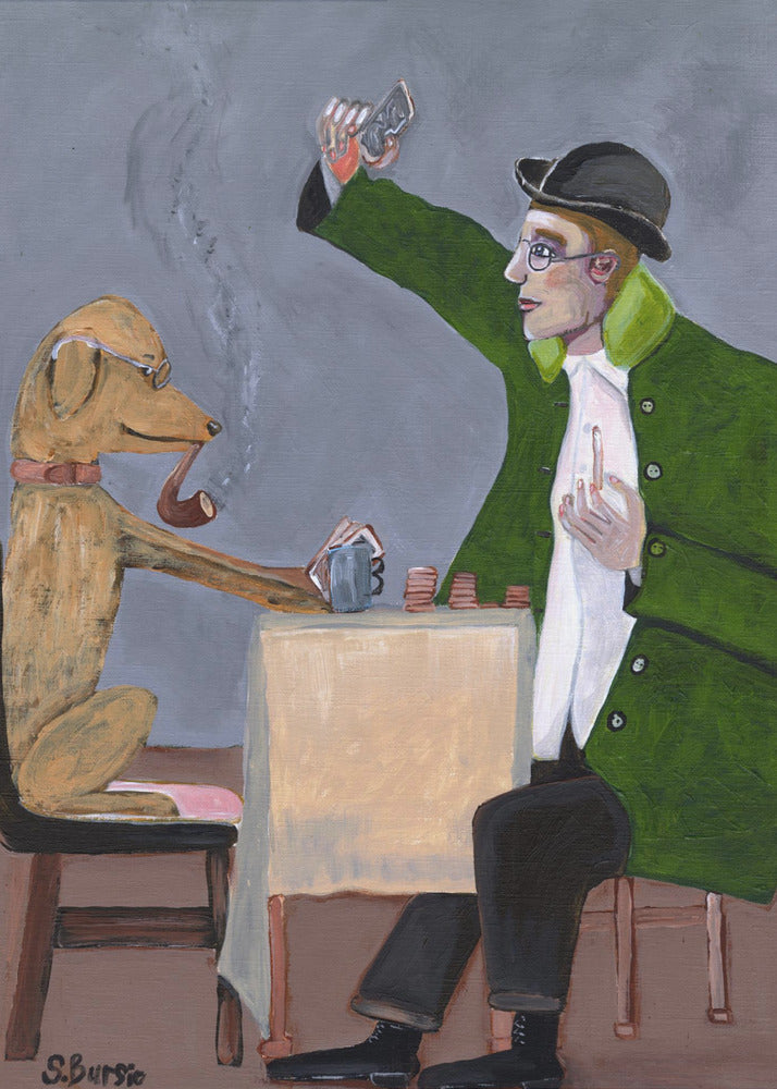 Humour Card Game with Dog Vintage | Canvas