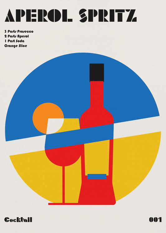 Aperol Spritz Cocktail Bauhaus Kunstdruck | Leinwand