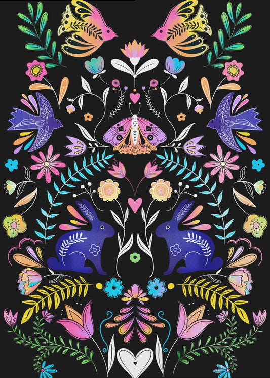 Bunte Volkskunst Illustration | Leinwand