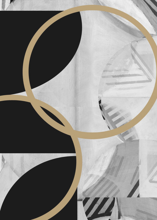 Black and White Stripes Gold Spheres No1 | Poster