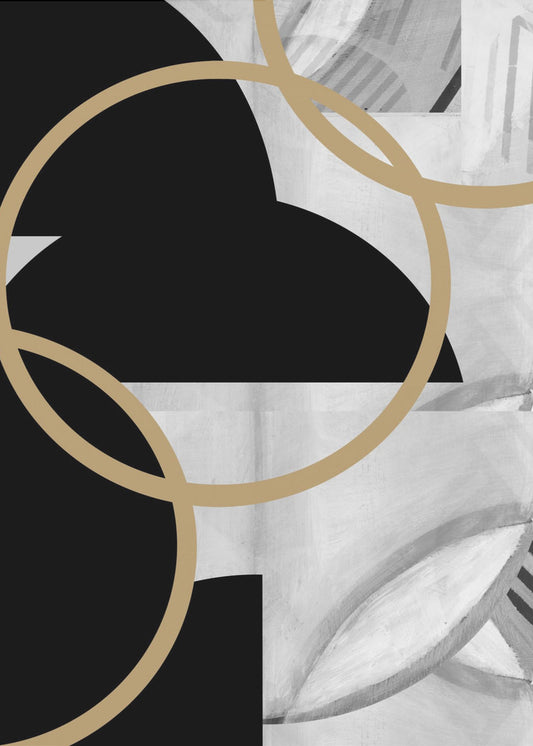 Black and White Stripes Gold Spheres No3 | Poster
