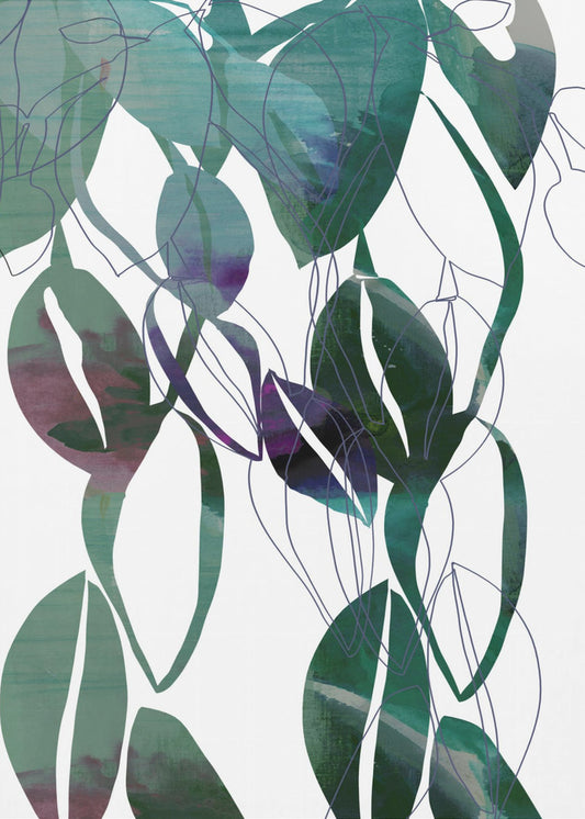 Botanical Leaf Print Art In Navy Blue 4 | Poster