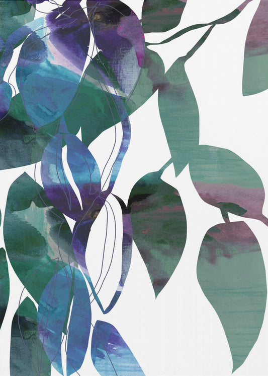 Botanical Leaf Print Art In Navy Blue 1 | Canvas