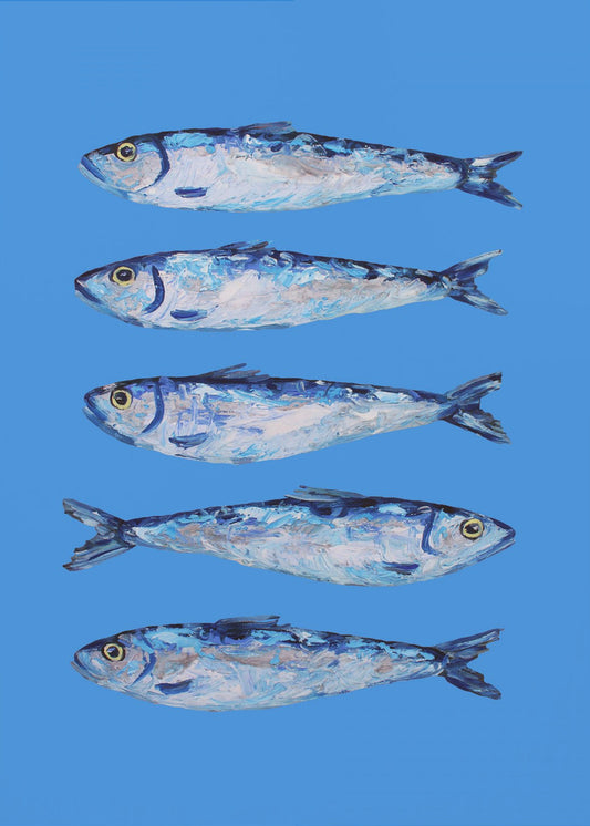 Sardinen auf Blau | Leinwand