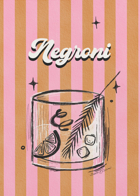 Negroni Drink auf Streifen | Leinwand