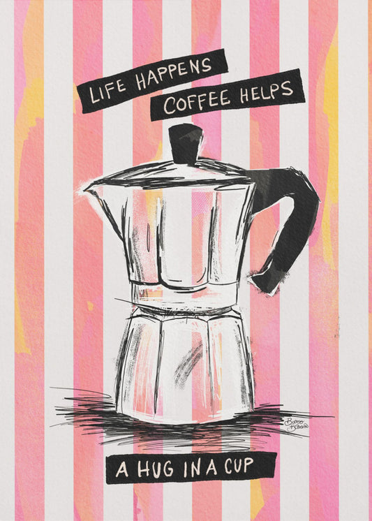 Mokka-Kaffee auf Streifen - Hug in a Cup | Leinwand