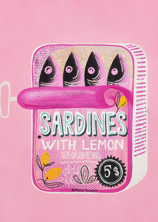 Sardinen Blechdose Rosa | Leinwand
