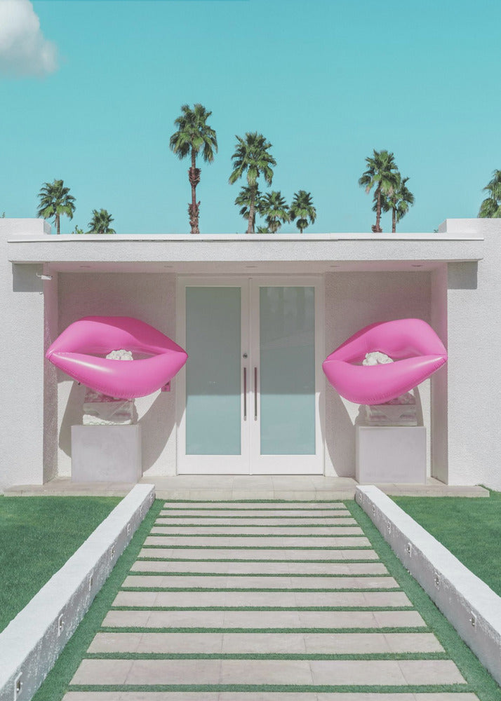 Mid-Century Modern Haus mit rosa Lippen | Poster