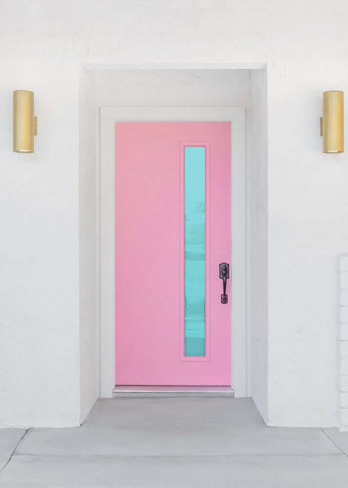 Rosa Tür mit blauem Fenster | Poster