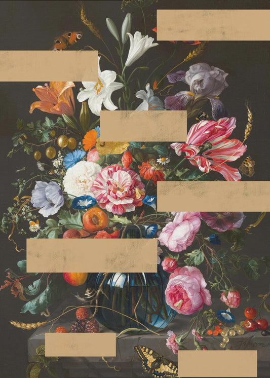Blumenstrauß im Vintage-Ölgemälde, moderne Collage | Leinwand