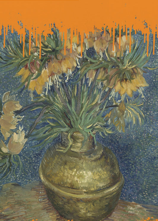 Collage Sonnenblumen und das Spritzwasser Van Gogh | Leinwand
