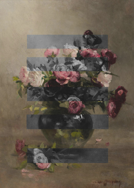 Blumenstrauß im Vintage-Ölgemälde, Collage | Leinwand