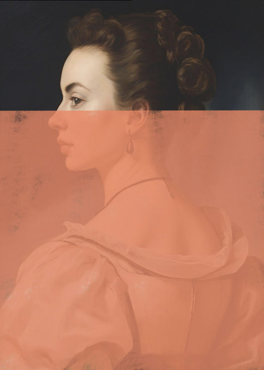 Verändertes Frauenporträt Orange Moderne Kunst | Leinwand