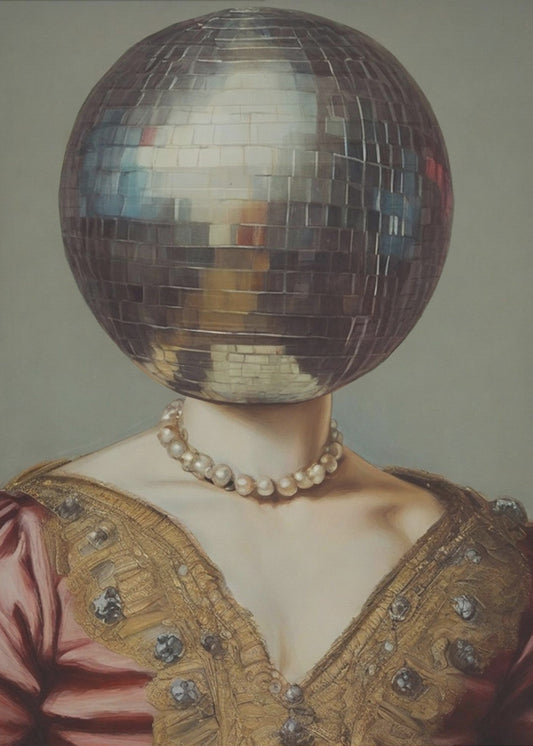 DiscoHead Queen / Veränderte Collage-Kunst | Leinwand