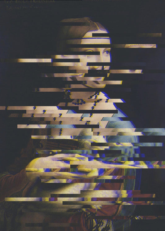Glitched Leonardo da Vincis Dame mit dem Hermelin | Leinwand