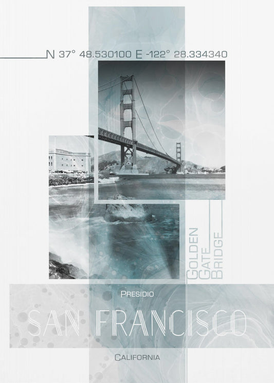 Posterkunst SAN FRANCISCO Presidio | türkisfarbener Marmor | Poster