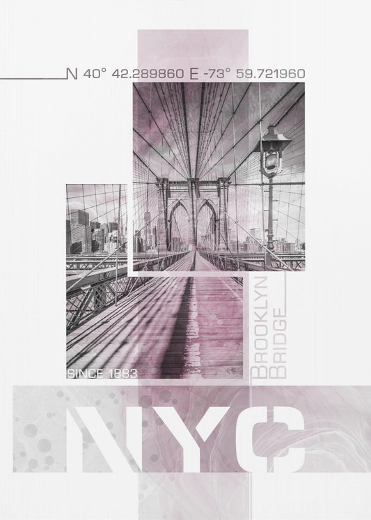 Posterkunst NYC Brooklyn Bridge | rosa Marmor | Poster