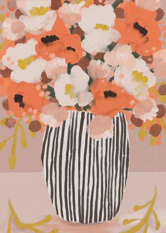 Gestreifte Vase Blüten | Poster