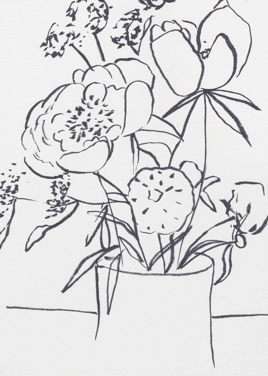 Schwarz-Weiß-Blumenmuster, groß | Poster