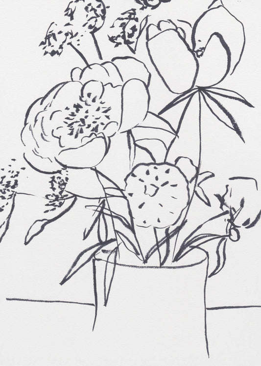 Schwarz-Weiß-Blumenmuster, klein | Poster