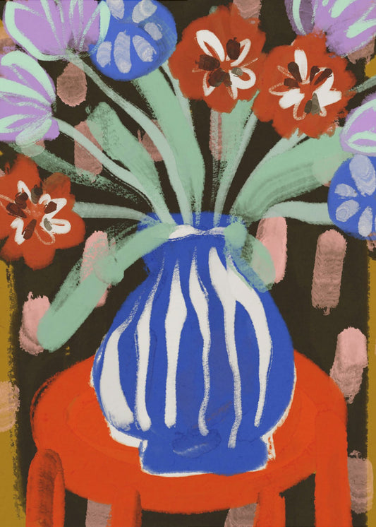 Vase mit fröhlichen Blüten | Poster