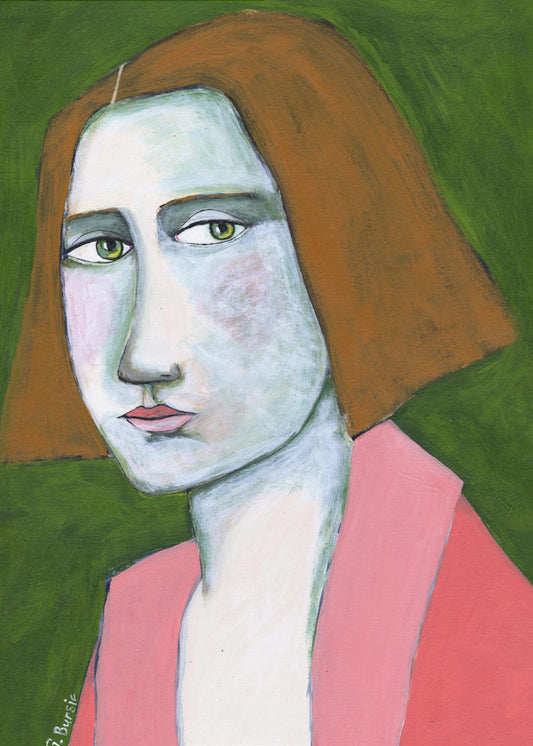Frau in rosa Jacke | Leinwand