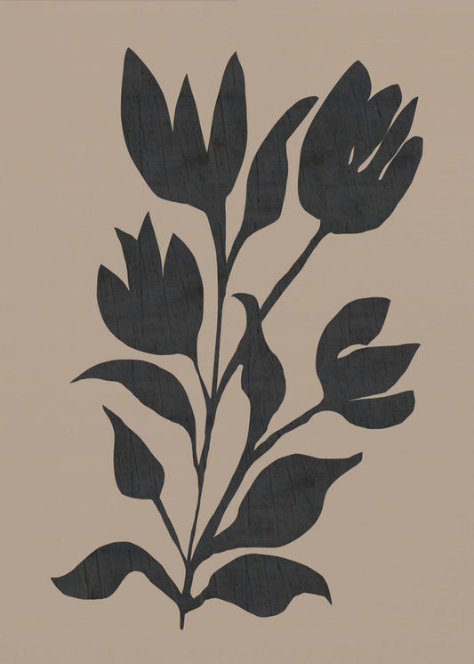 Schwarze Tulpen Moderne botanische Silhouette | Poster