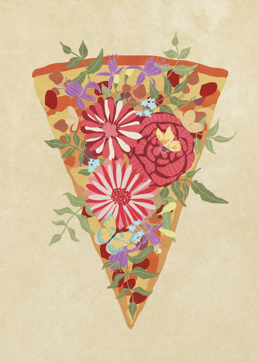 Stück Blumenpizza | Leinwand