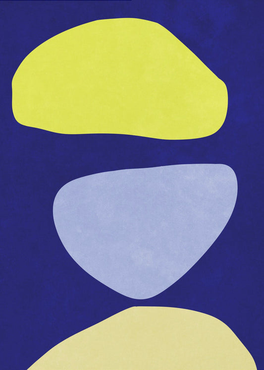 Abstrakte Formen Blau und Gelb | Poster