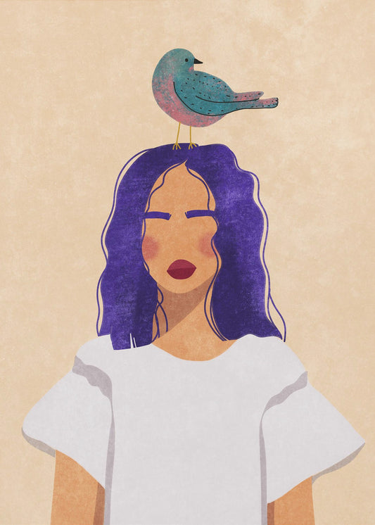 Mädchen mit Vogel | Poster