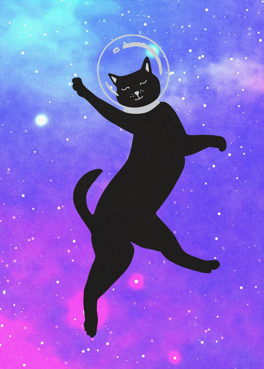 Glückliche Weltraumkatze | Leinwand