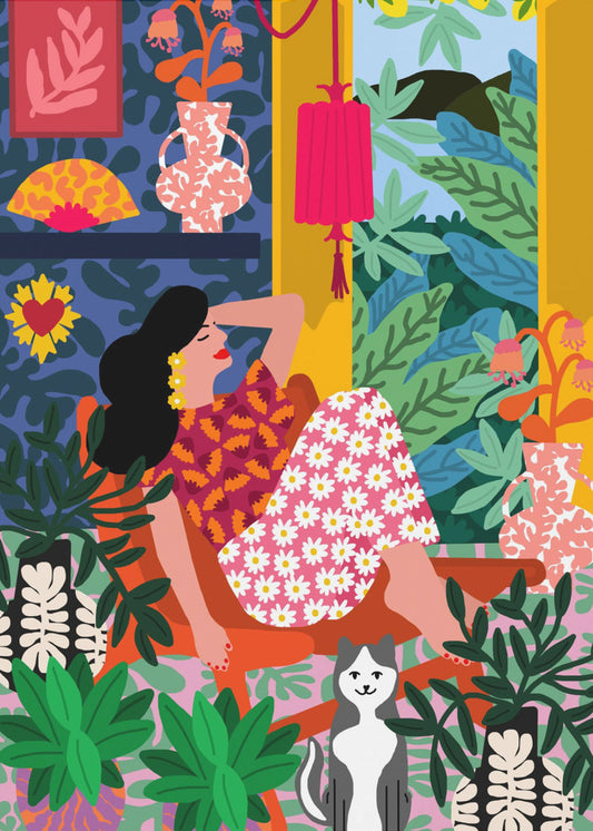 Flower Power Frau | Leinwand