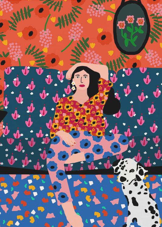 Mädchen auf dem Sofa | Leinwand