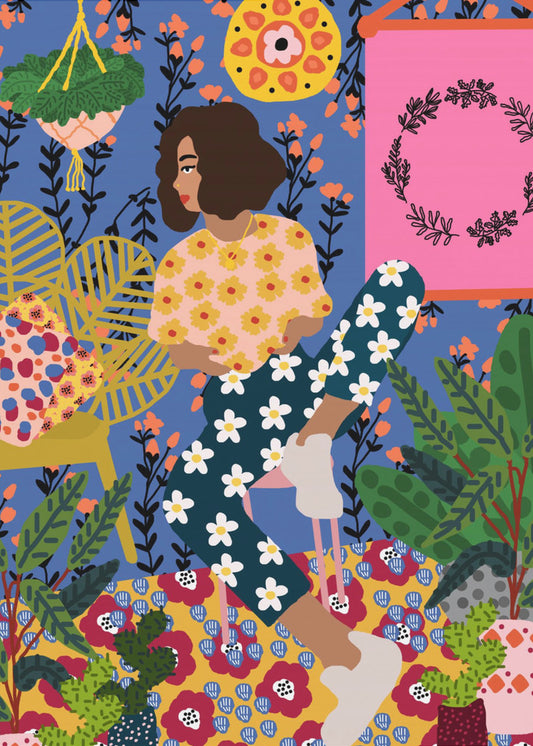 Floral Retreat Mädchen | Leinwand