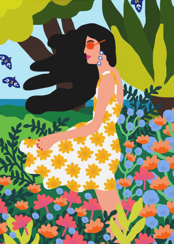Florales Sommermädchen | Leinwand